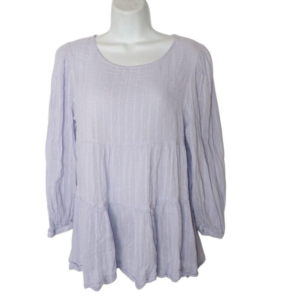 American Eagle Womens Babydoll Shirt Lavender Cut-Out Back Long Sleeve Top M Y2K